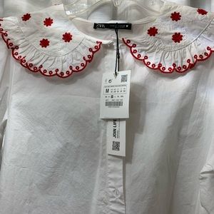 White cotton blouse  with collar